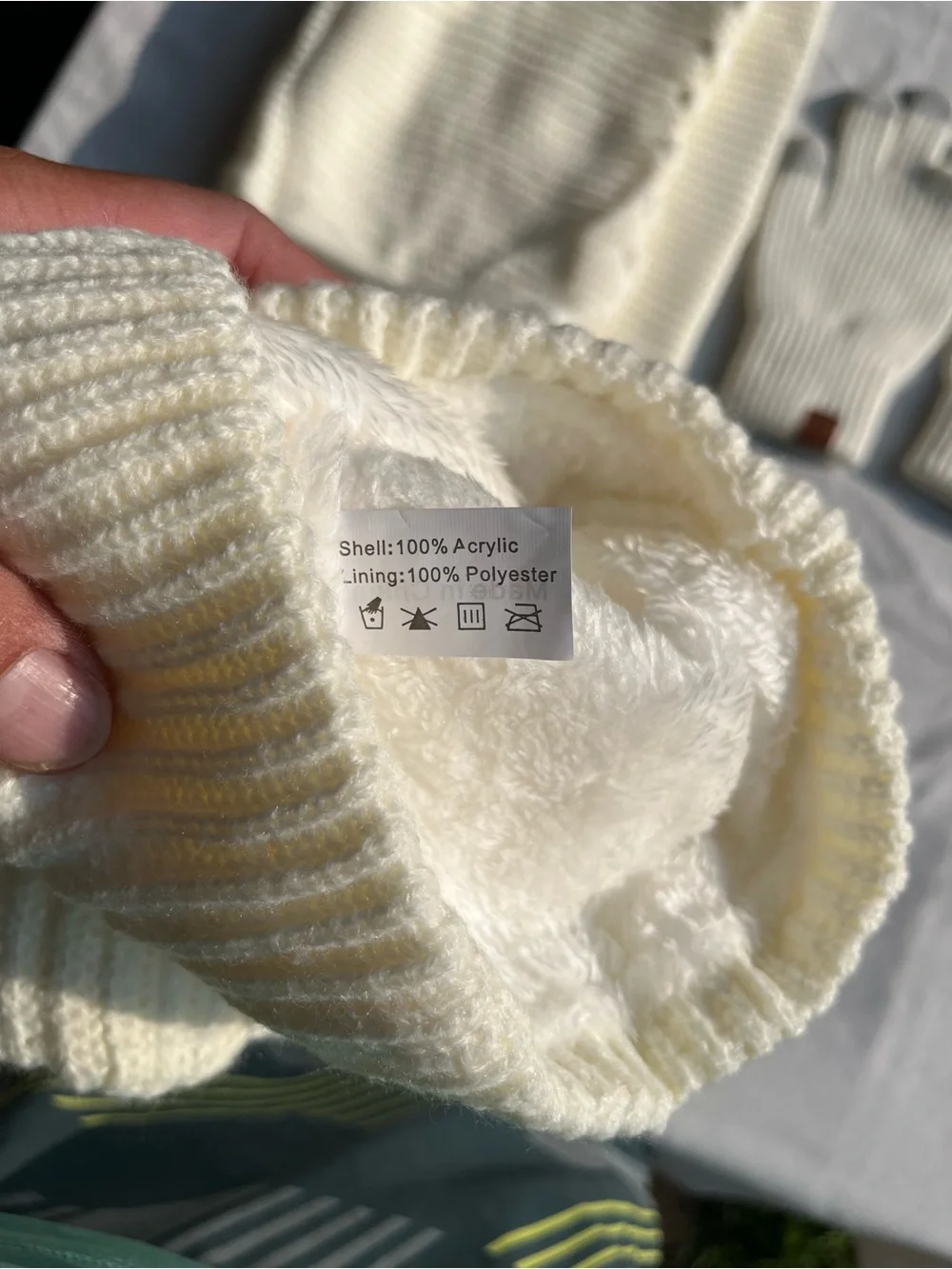 Cream Knit Winter Beanie, Gloves & Scarf Set - Men's Accessories